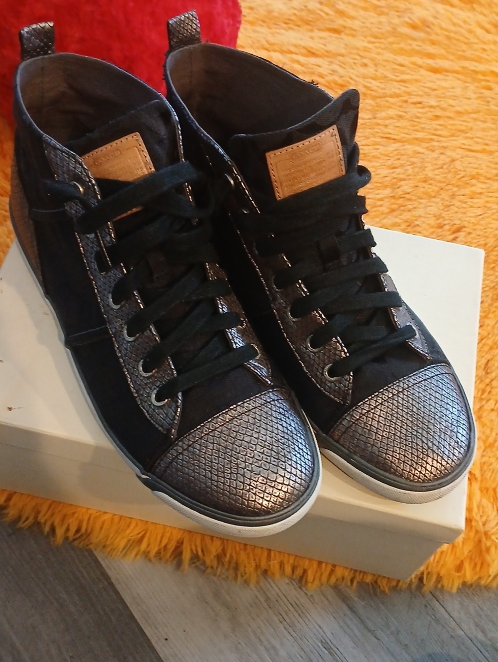 Coach Men's Black and Metallic Sneakers